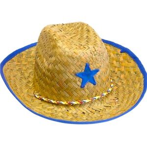 NEW Kids Straw Cowboy Hat with Blue Star Accent